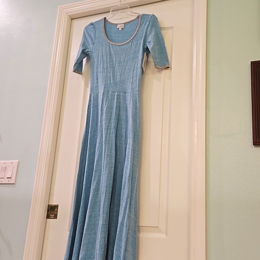 LulaRoe Ana Maxi dress, aqua blue,XS